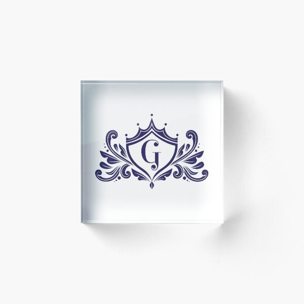 Artikelvorschau, Monogramm-Anfangsbuchstabe G. Personalisiertes Design. Blauer und weißer Luxusrahmen mit Krone. entworfen und verkauft von Annartlab.