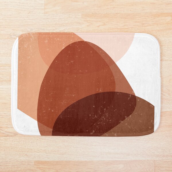 Terracotta Abstract 70 - Modern, Contemporary Art - Abstract Organic Shapes - Minimal - Brown Bath Mat