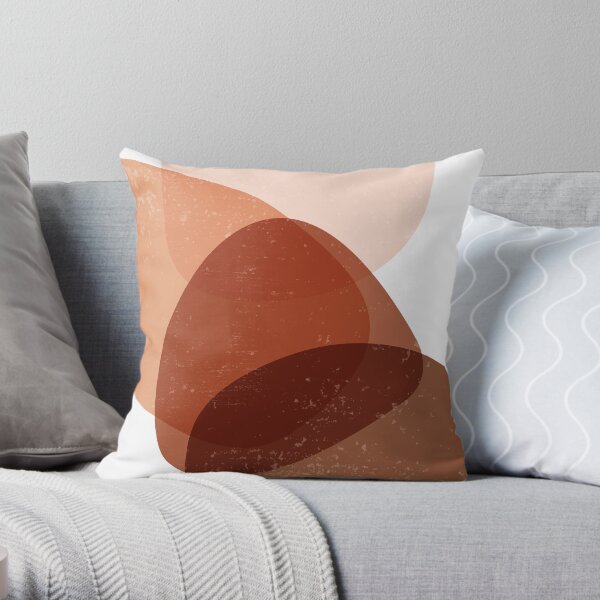 Terracotta Abstract 70 - Modern, Contemporary Art - Abstract Organic Shapes - Minimal - Brown Throw Pillow
