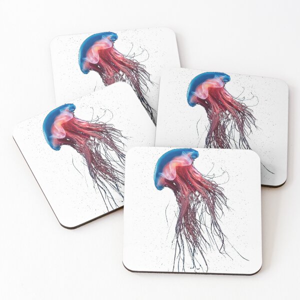 #Jellyfish #Cnidaria #Bioluminescence #Invertebrate underwater science biology fish aquarium swimming Coasters (Set of 4)