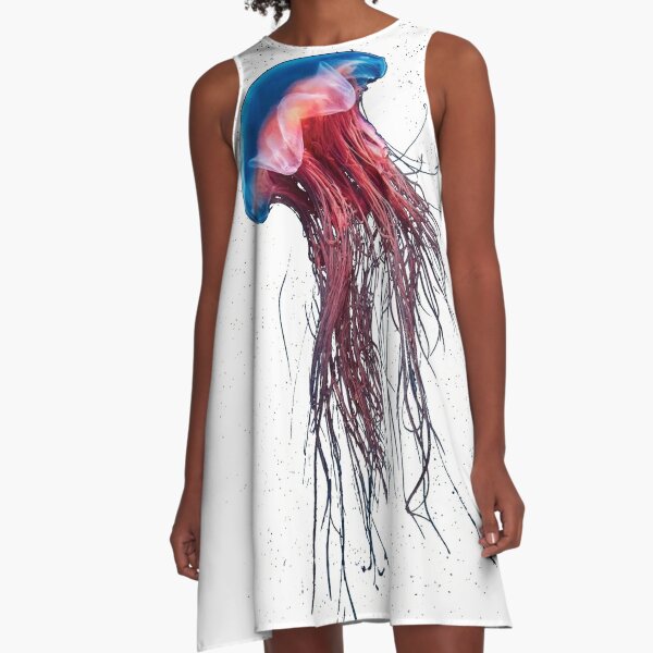 Clothing, #Jellyfish #Cnidaria #Bioluminescence #Invertebrate underwater science biology fish aquarium swimming A-Line Dress