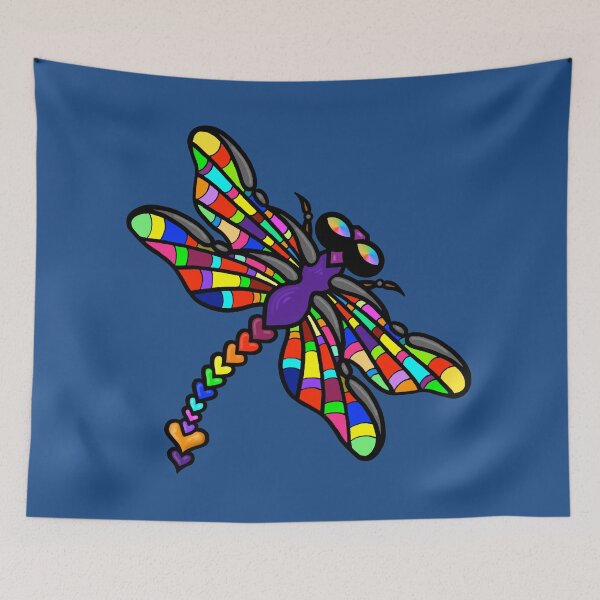 Item preview, SoloFlyght ~ Multi-Coloured Dragonfly - Pantone Colour of the Year 2020 - Classic Blue by Amanda M Lucas designed and sold by Amanda Lucas.