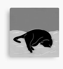 Sleeping Cat in Grey Canvas Print