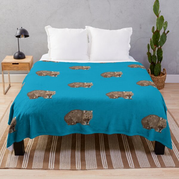 Item preview, Wombat (Vombatus ursinus) on blue tiled designed and sold by ChrissyWild.