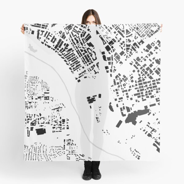 Dallas black & white building city map Scarf