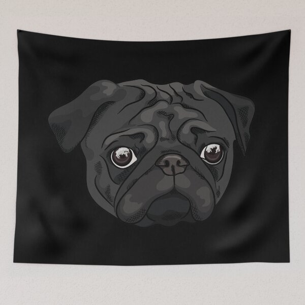 Item preview, Cute black pug portrait designed and sold by TorriPhoto.
