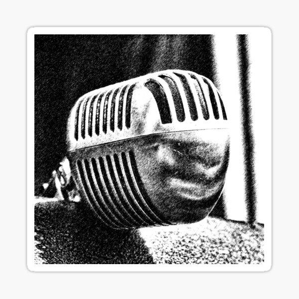 Microphone B&W Graphic Rendering Sticker