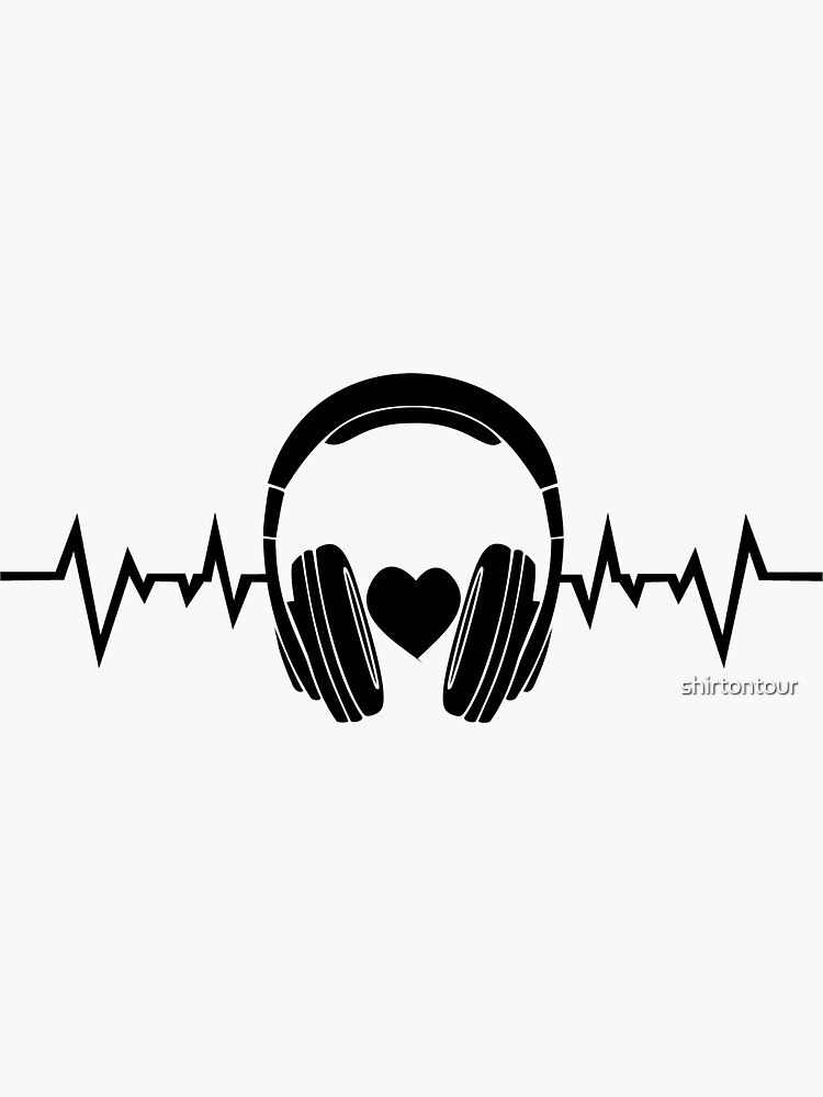 "Music Heartbeat Love Headphones Heart Rate" Sticker for Sale by shirtontour Redbubble