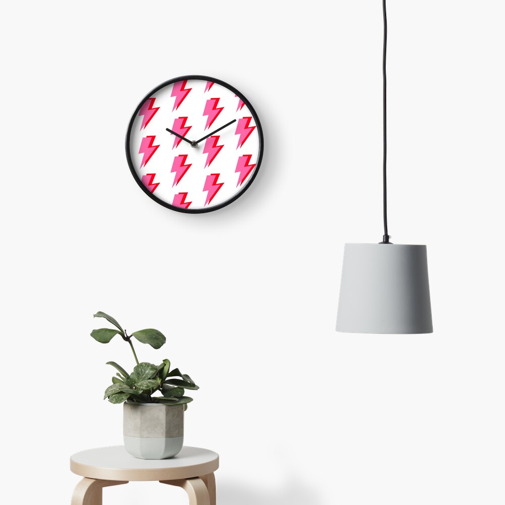 Pink and Red Lightning Clock