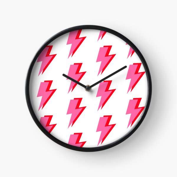 Pink and Red Lightning Clock