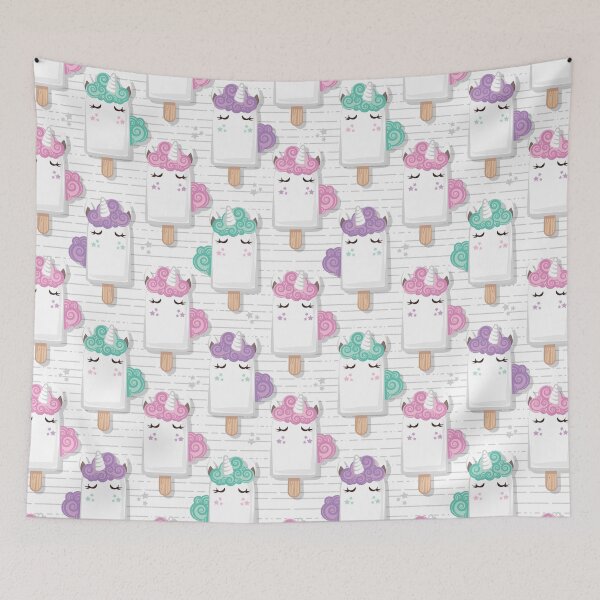 Item preview, Kawaii Cuddly Unicorn Ice Creams // animal popsicles on white background designed and sold by SelmaCardoso.
