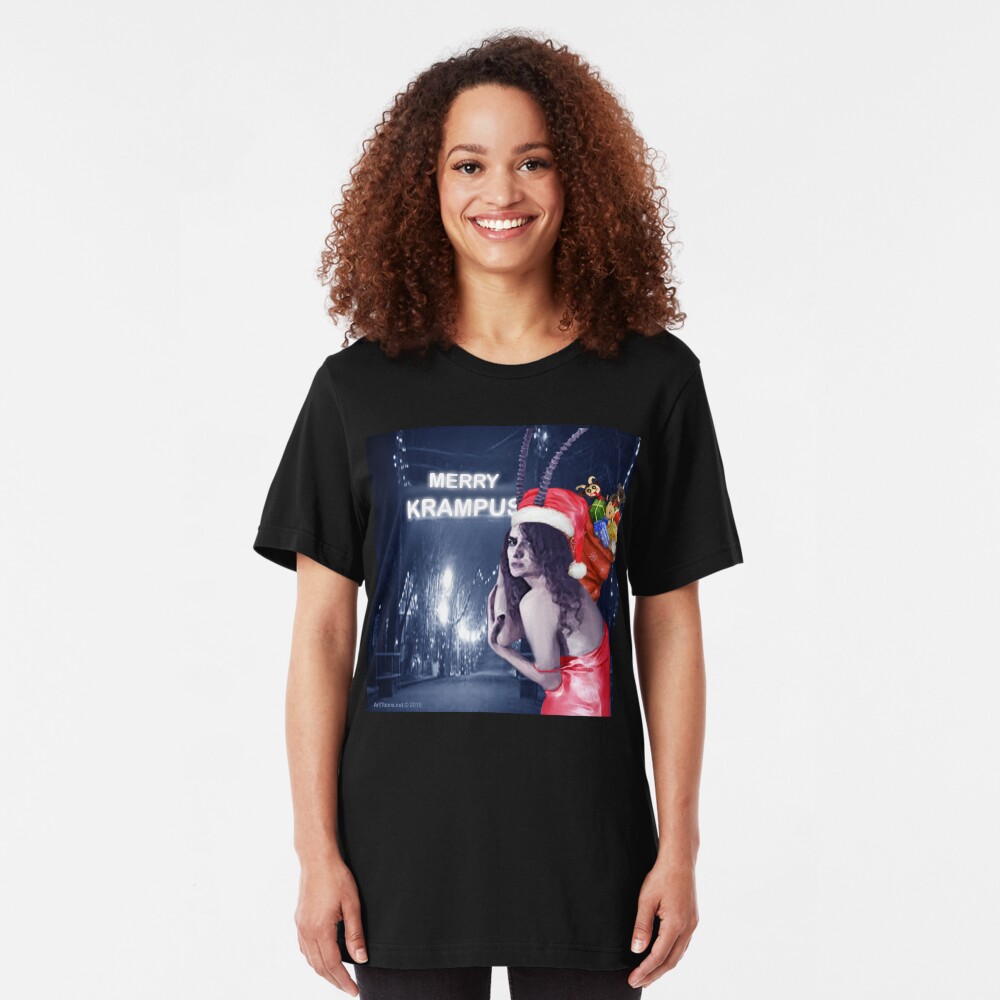 Krampus Claws Is Coming To Town Slim Fit T-Shirt