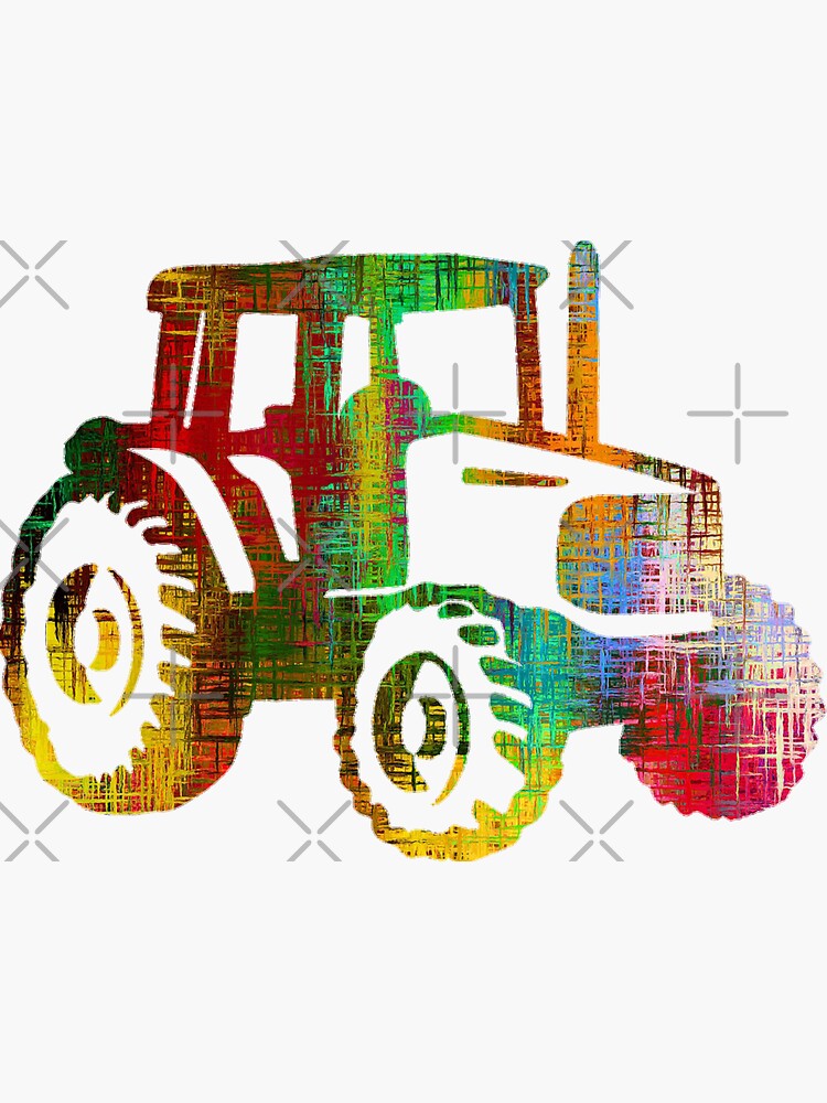 "Colourful tractor" Sticker by Saulis Redbubble