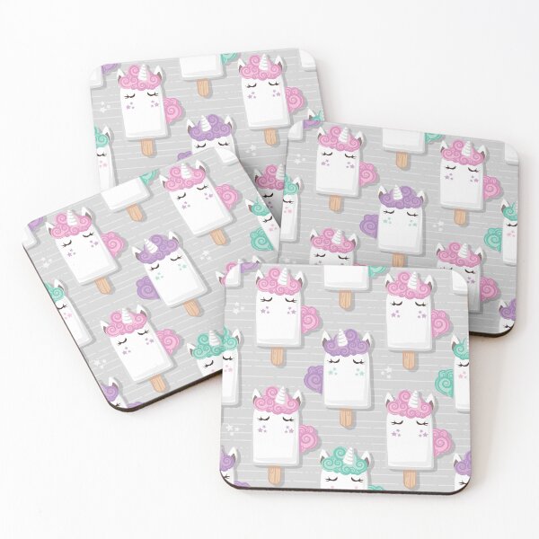 Item preview, Kawaii Cuddly Unicorn Ice Creams // animal popsicles on light grey background designed and sold by SelmaCardoso.