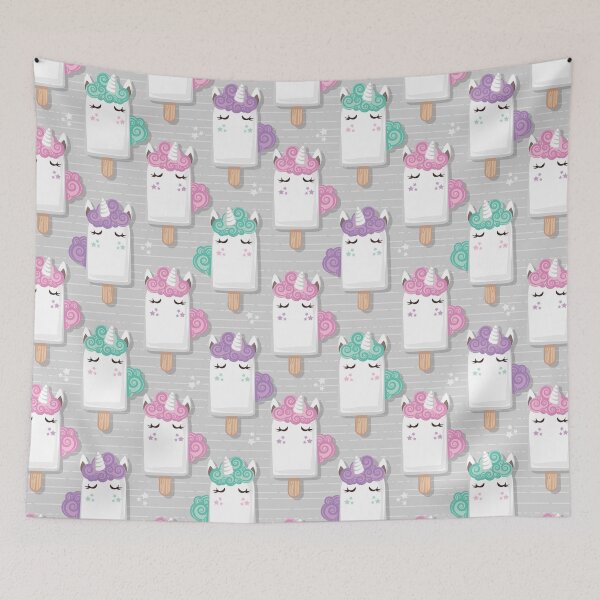 Item preview, Kawaii Cuddly Unicorn Ice Creams // animal popsicles on light grey background designed and sold by SelmaCardoso.