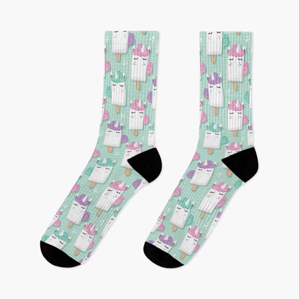 Item preview, Kawaii Cuddly Unicorn Ice Creams // animal popsicles on aqua background designed and sold by SelmaCardoso.