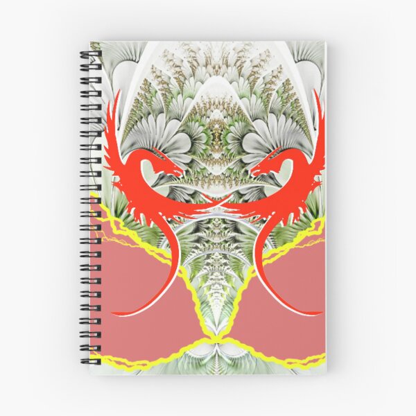 Item preview, Arte floral fractal abierto con diseño de dragones rojos designed and sold by Mindsofcreation.