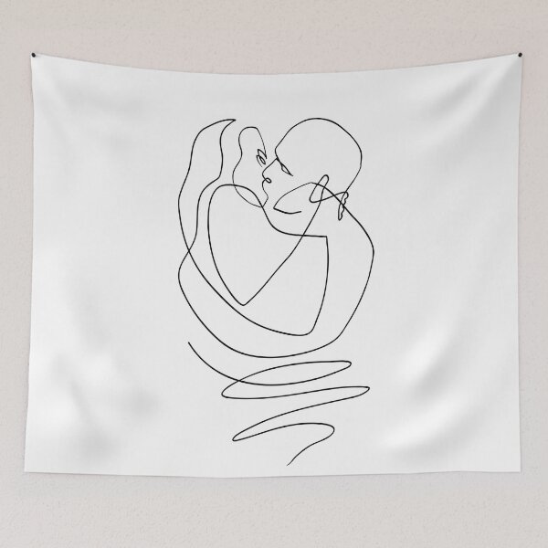 Item preview, Lovers Kiss - Couple Line Art designed and sold by TheRedFinch.