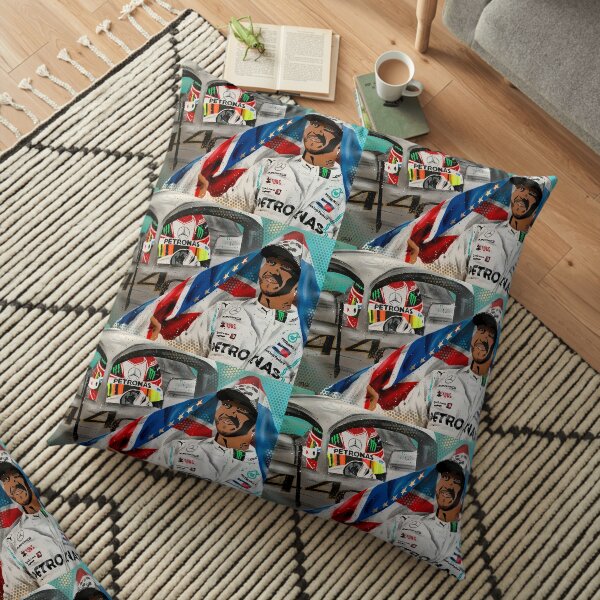 Lewis Hamilton - 6 x Champion painting by DRAutoArt Floor Pillow