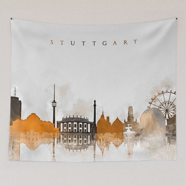 Item preview, Stuttgart Germany City Warm Skyline designed and sold by DimDom.