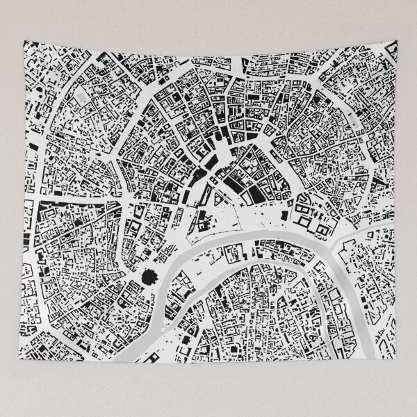 Artikelvorschau, Moskau schwarz & weiß Gebäude Stadtplan entworfen und verkauft von Intrepix.