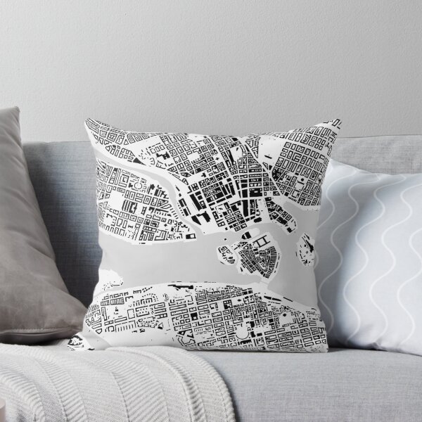 Aperçu de l'œuvre Carte de la ville de Stockholm en bâtiment noir et blanc créée et vendue par Intrepix.