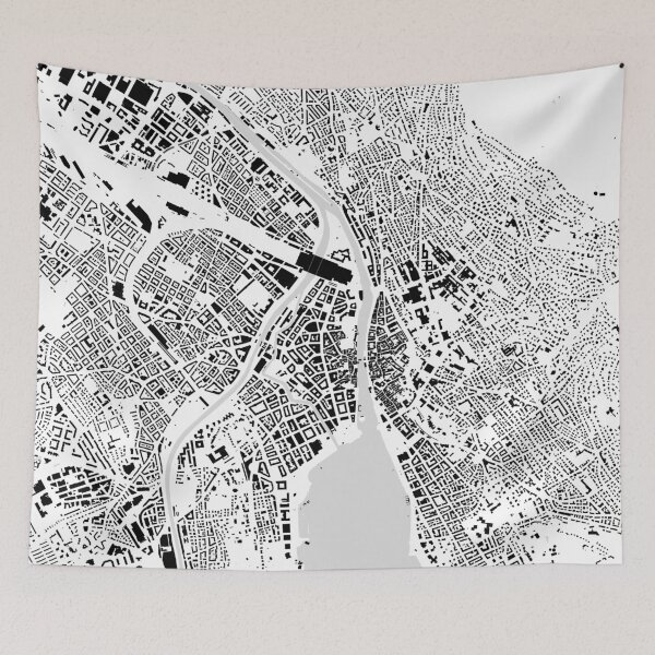 Aperçu de l'œuvre Plan de la ville de Zurich en noir et blanc créée et vendue par Intrepix.