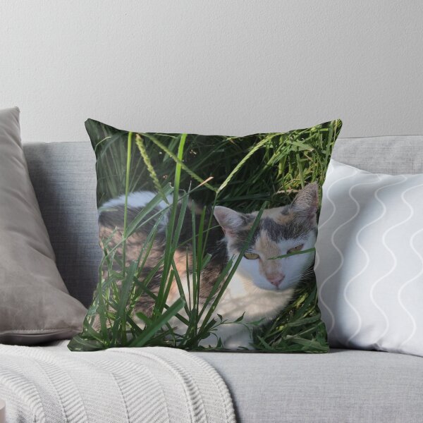 Item preview, farm cat resting in the grass designed and sold by Eliza Hartman.