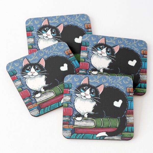Item preview, Bibliophile Cat and Piles of Books designed and sold by LisaMarieArt & Illustration.