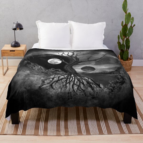 Item preview, Yin Yang Tree Landscape Black and White designed and sold by k9printart.