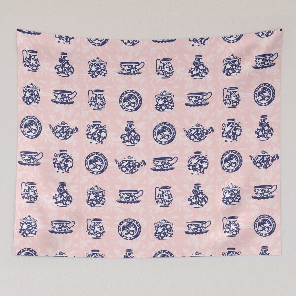 Item preview, Blue Porcelain on Pink Background designed and sold by kapotka.