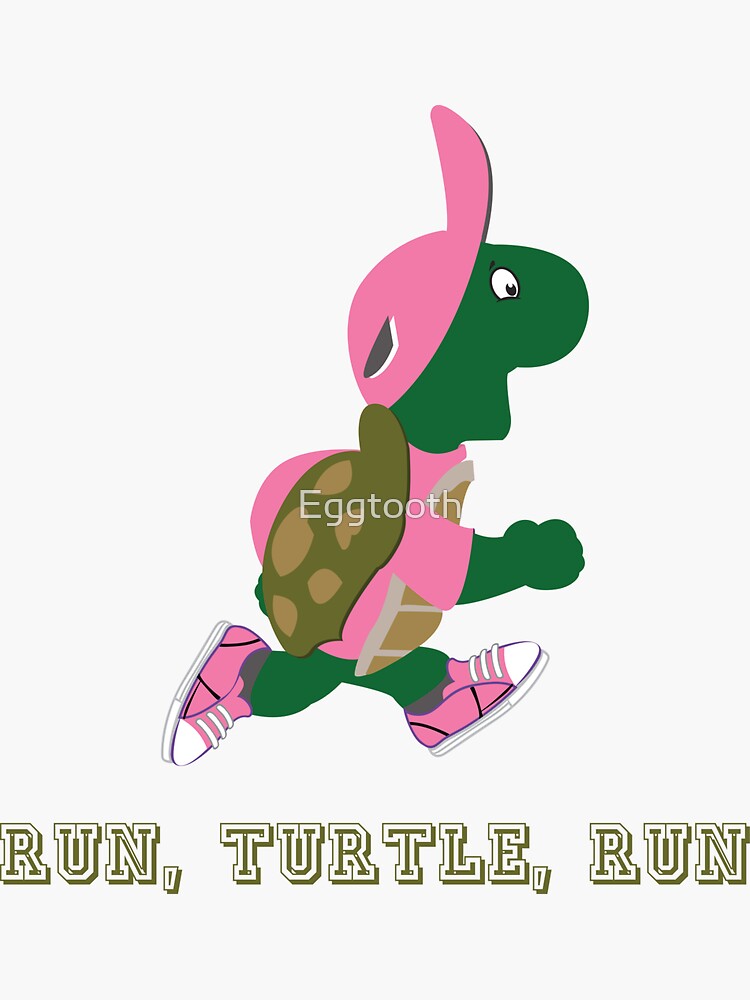 "Run Turtle Run Cute Running Turtle in Pink" Sticker by Eggtooth