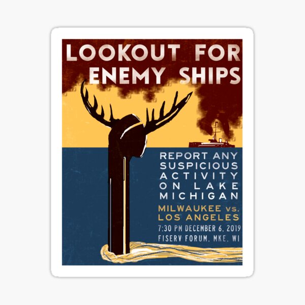 Lookout for Enemy Ships Sticker