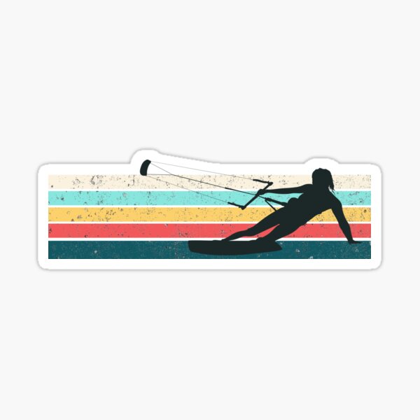 Kitesurfing Girl , Retro Kitesurf vintage stripe Sticker