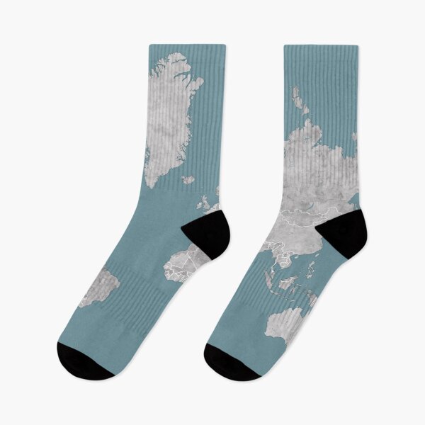 Item preview, Grey watercolor and teal world map designed and sold by blursbyai.