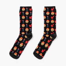 Love Skiing Emoji JoyPixels Funny Skier Socks