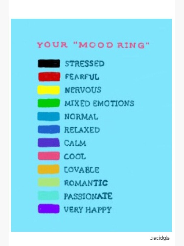 How ya feelin? Mood Ring Color Guide  Art Board Print for Sale by becidgls