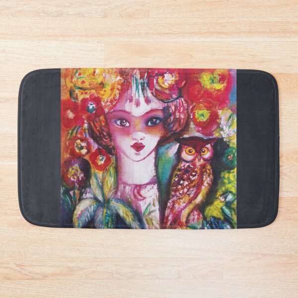 Item preview, PORTRAIT WITH OWL AND RED FLOWERS designed and sold by BulganLumini.