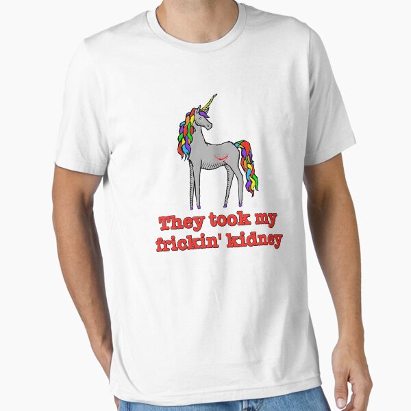 Vista previa del artículo con la obra «Charlie Unicornio se llevaron mi maldito riñón», diseñado y vendido por gleekgirl.