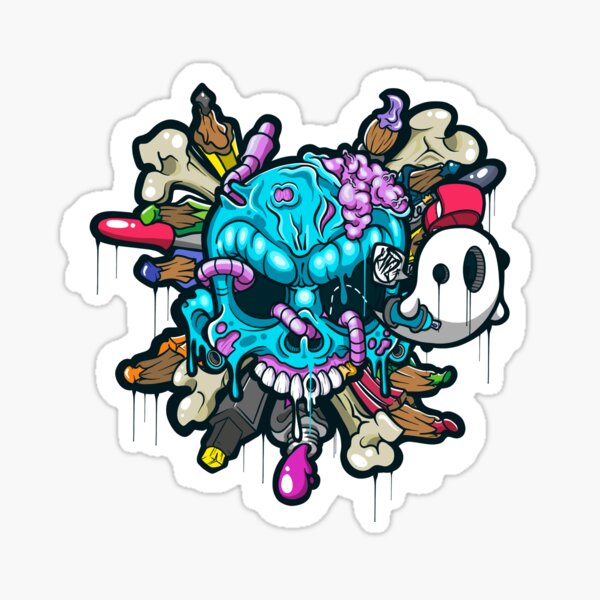 Skull Face X Lonely Ghost Art Print By Maniak Sticker For Sale By Maniakdraws Redbubble 