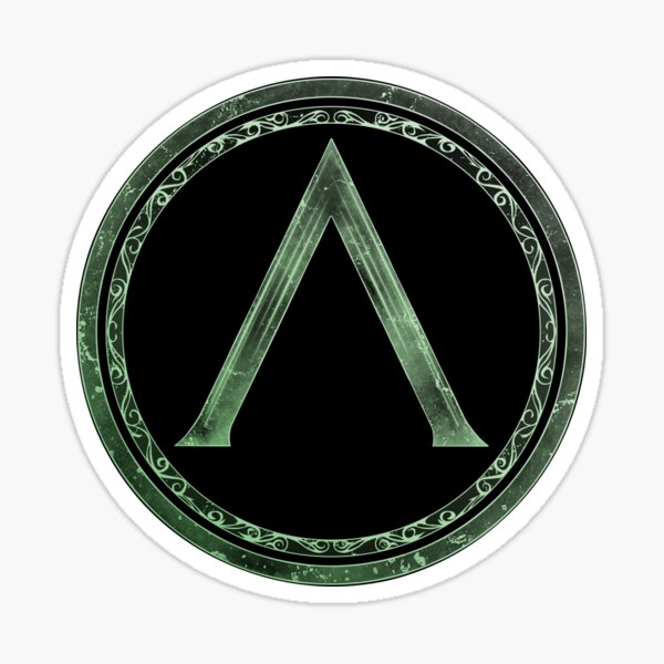 Vista previa del artículo con la obra «Escudo Sparta Lambda», diseñado y vendido por NicGrayGraphic.