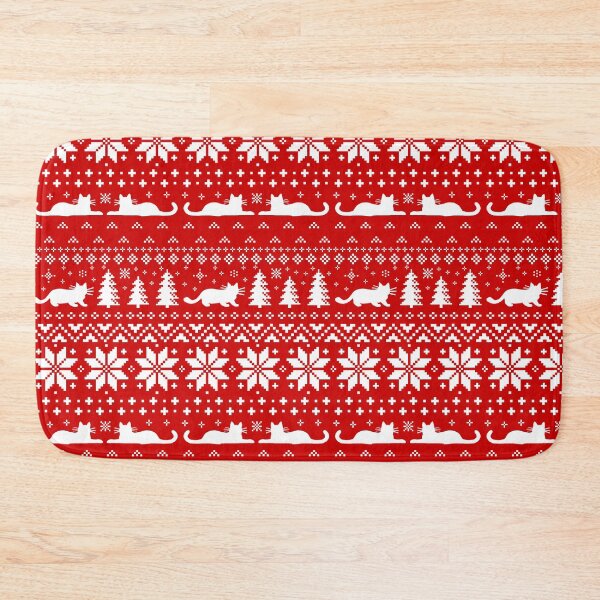 Item preview, Cat Lover's Red and White Christmas Holiday Pattern designed and sold by Jenn Inashvili.