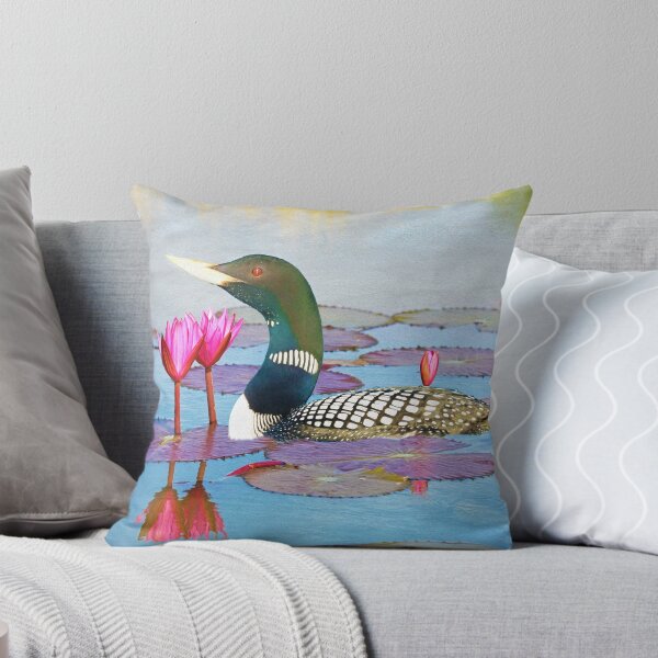 Item preview, Yellow Billed Loon and Pink Lotus Flowers designed and sold by FineArtography.