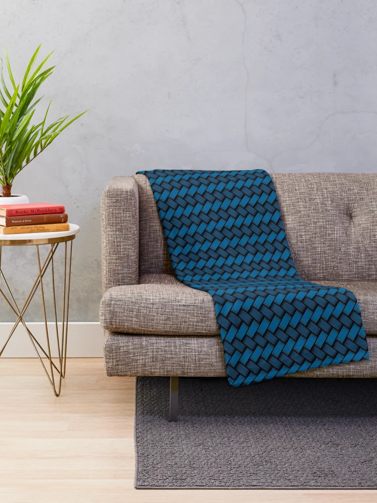 Thumbnail 2 of 6, Throw Blanket, Wicker Weave - Blue [Roufxis-Rb] designed and sold by RoufXis.