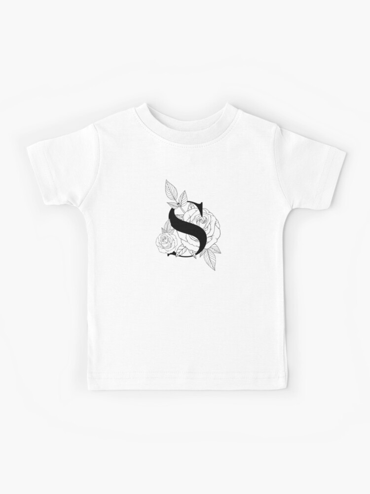 Monogram Letter V with Rose Line Art Kids T-Shirt for Sale by  GraphicsbyNel