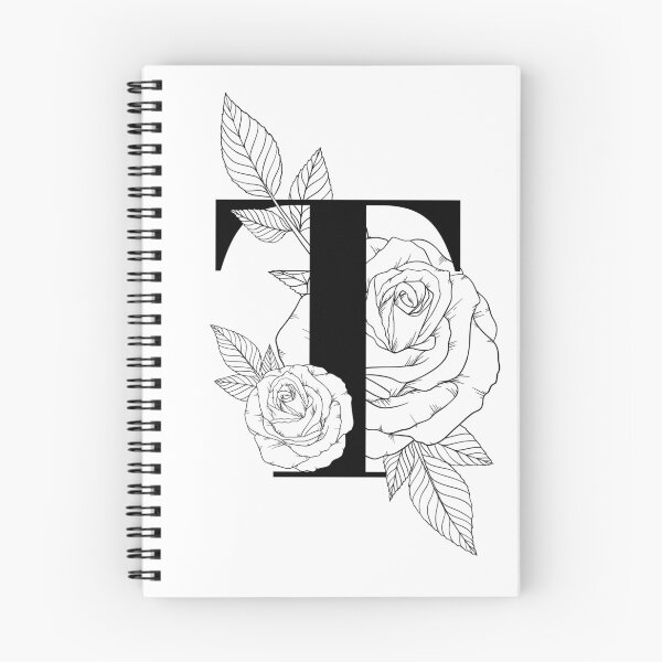Artikelvorschau, Monogramm-Buchstabe T mit Rosen-Linie Kunst entworfen und verkauft von GraphicsbyNel.