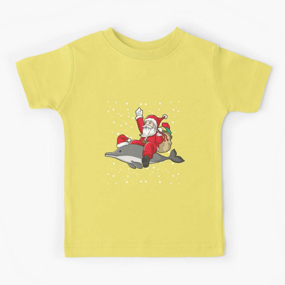 Funny Santa Riding Dolphin Holiday Christmas Decoration Winter Ugly  Christmas Xmas Sweater Gift Kids T-Shirt for Sale by ArtTeez