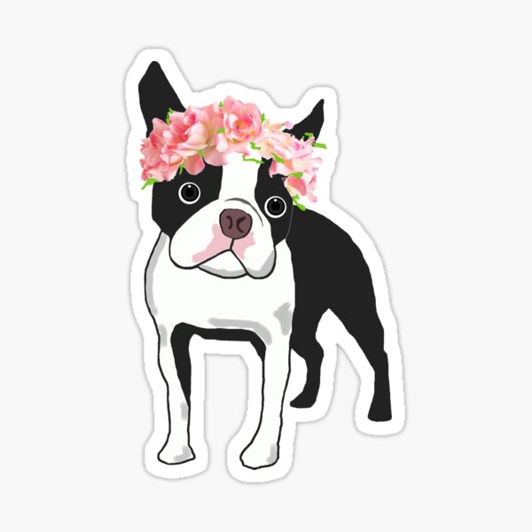 Item preview, Boston Terrier and Flowers designed and sold by bonheurdada.
