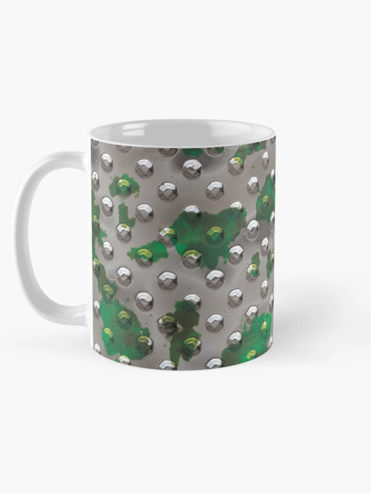 Thumbnail 5 of 6, Coffee Mug, Metal Rivet Plate - Silver w/Green Splash [Roufxis-Rb] designed and sold by RoufXis.