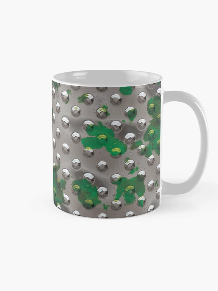 Thumbnail 3 of 6, Coffee Mug, Metal Rivet Plate - Silver w/Green Splash [Roufxis-Rb] designed and sold by RoufXis.
